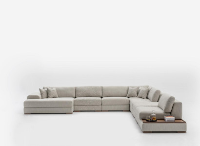 Sofas U Form Modern Design Möbel Luxus Wohnzimmer Grau Ecksofa Neu